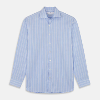 Tonal Blue Glen Check Tailored Fit Shirt with Kent Collar