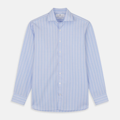 Pink and Blue Glen Check Tailored Fit Shirt with Kent Collar