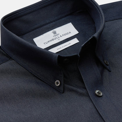 Navy Chambray Weekend Fit Shirt with Dorset Collar and 1-Button Cuffs