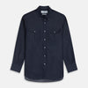 Navy Chambray Weekend Fit Shirt with Dorset Collar and 1-Button Cuffs