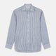 Sky Blue Linen Stripe Weekend Fit Shirt with Derby Collar