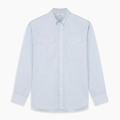 Sky Blue Chambray Stripe Weekend Fit Shirt With Dorset Collar Image 5