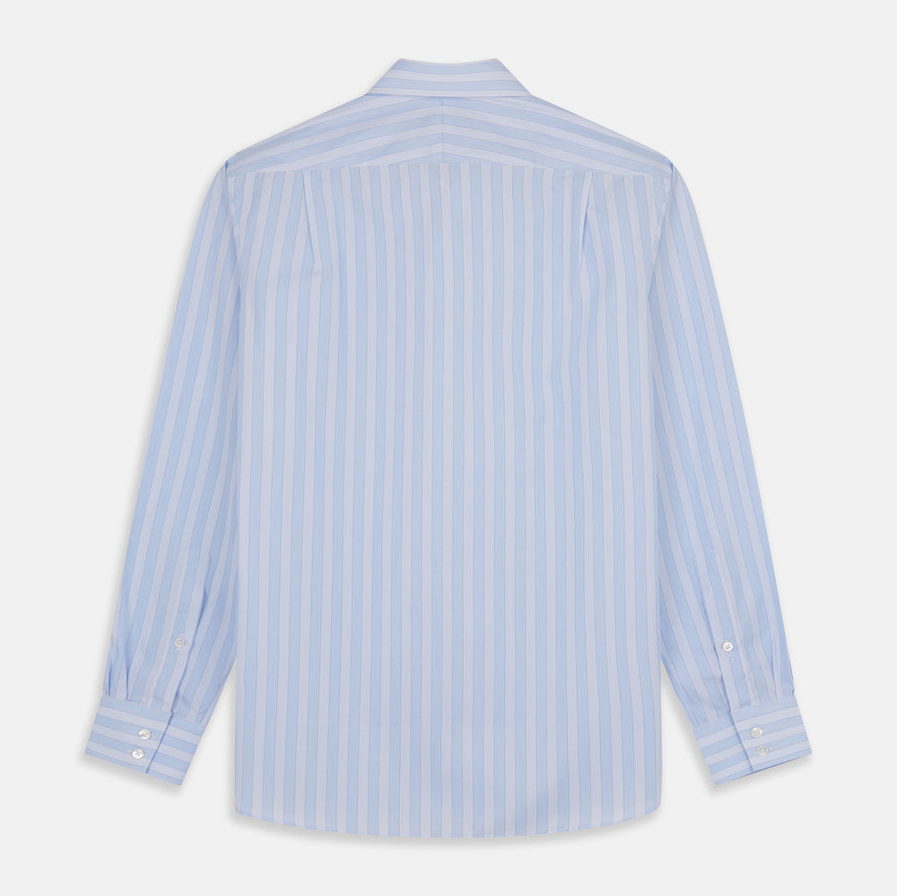 Tonal Blue Stripe Tailored Fit Shirt with Kent Collar