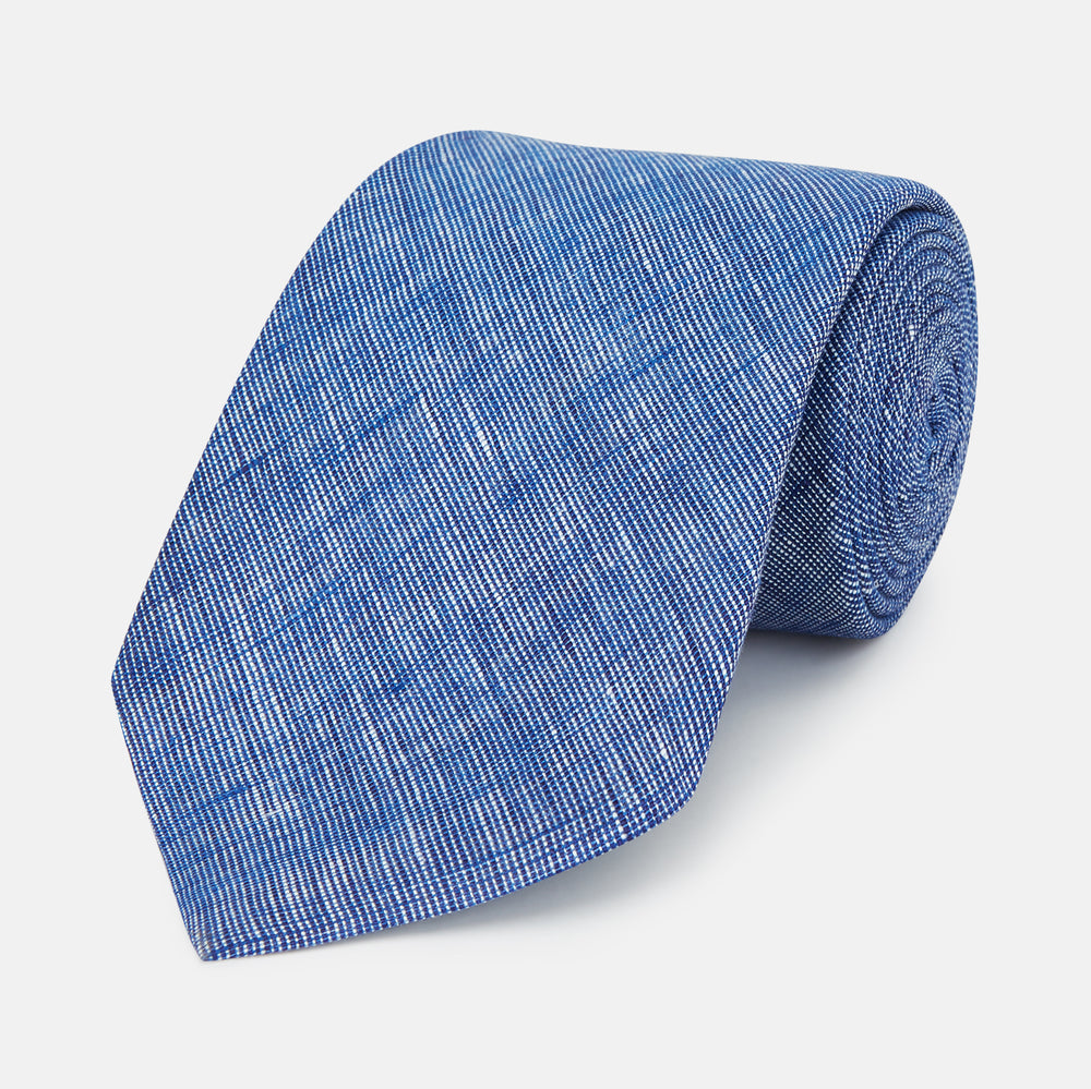 Indigo Linen Textured Tie