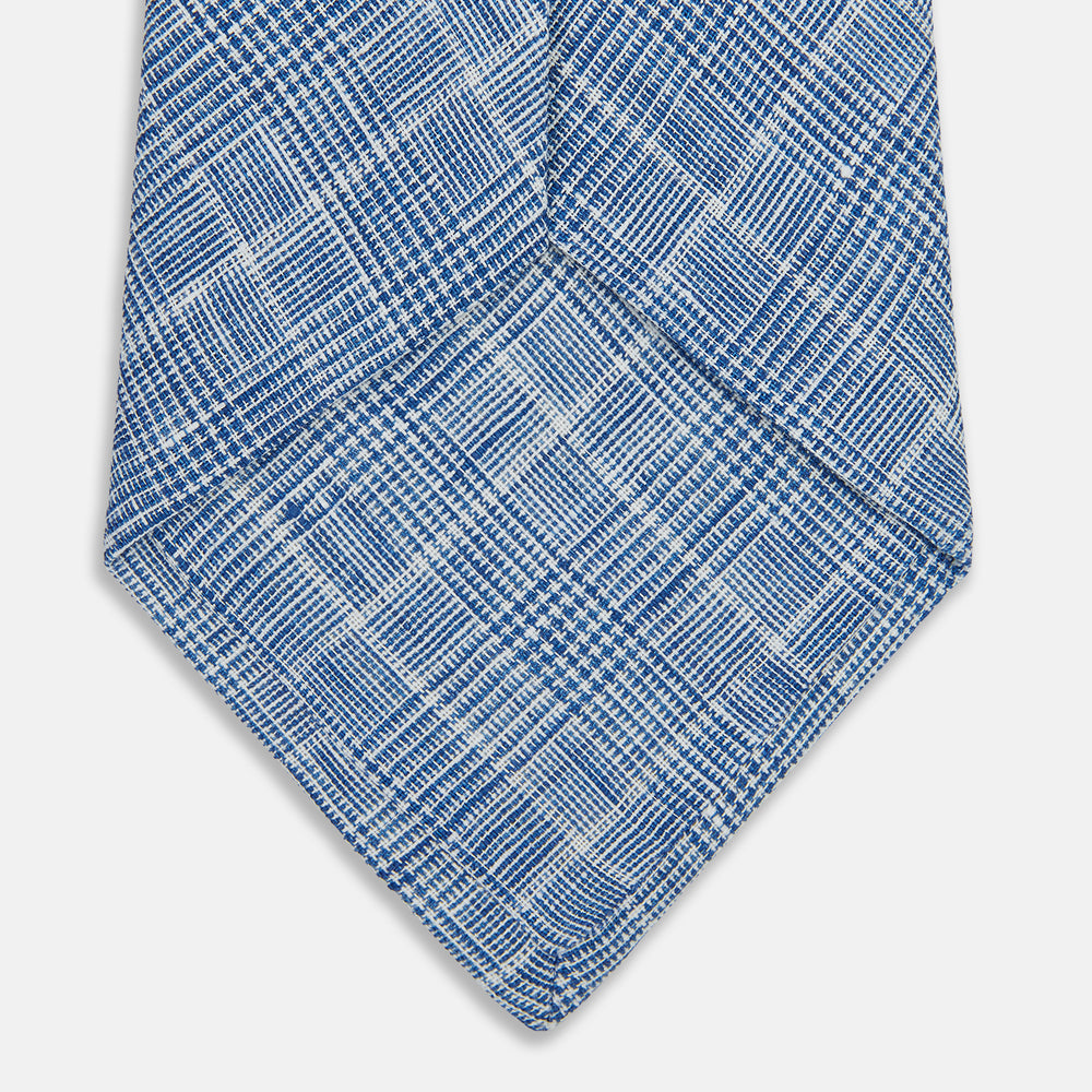 Tonal Blue Glen Check Linen Tie