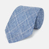 Tonal Blue Glen Check Linen Tie