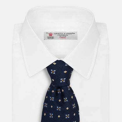 Navy Floral Emblem Tie Image 1