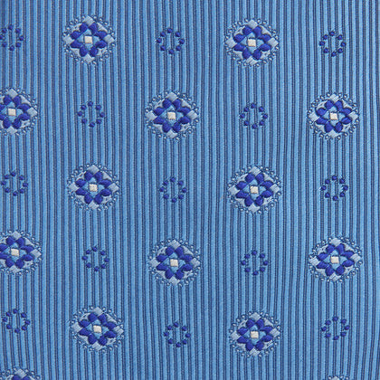 Blue Multi Floral Motif Silk Tie Image 2