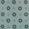 View 3 of product The Green Multi Floral Motif Silk Tie by Turnbull & Asser features light gray silk with thin diagonal stripes and a floral medallion pattern in pink, purple, and green—ideal for adding summer color to your outfit. Displayed rolled up on a white background.