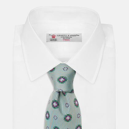 Green Multi Floral Motif Silk Tie