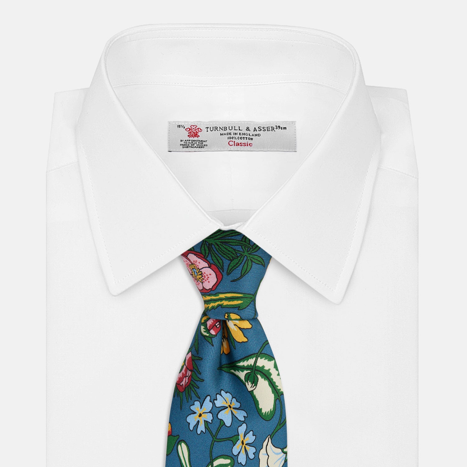 Teal Wildflower Printed Silk Tie