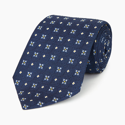 Navy Floral Emblem Tie Image 4