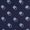 View 3 of product The Turnbull & Asser Navy Multi Circle Silk Tie showcases overlapping light blue and white rings on navy silk—a stylish choice to elevate bold shirts or bring visual interest to your summer look.