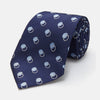 View 1 of product The Turnbull & Asser Navy Multi Circle Silk Tie showcases overlapping light blue and white rings on navy silk—a stylish choice to elevate bold shirts or bring visual interest to your summer look.