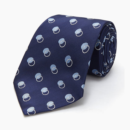Navy Multi Circle Silk Tie Image 4