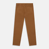 View 3 of product Tan Stretch Cotton Five-Pocket Mylo Jeans by Turnbull & Asser, featuring a classic straight-leg cut, are displayed flat on a white background—showcasing timeless style and quality craftsmanship.