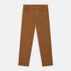 View 1 of product Tan Stretch Cotton Five-Pocket Mylo Jeans by Turnbull & Asser, featuring a classic straight-leg cut, are displayed flat on a white background—showcasing timeless style and quality craftsmanship.