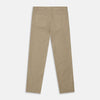 View 4 of product The Turnbull & Asser Khaki Stretch Cotton Five-Pocket Mylo Jeans are shown flat on a white background, highlighting their straight-leg fit, front and back pockets, belt loops, and button waist closure.