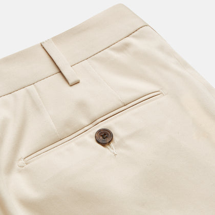 Sand Cotton Pleated Gerry Trouser