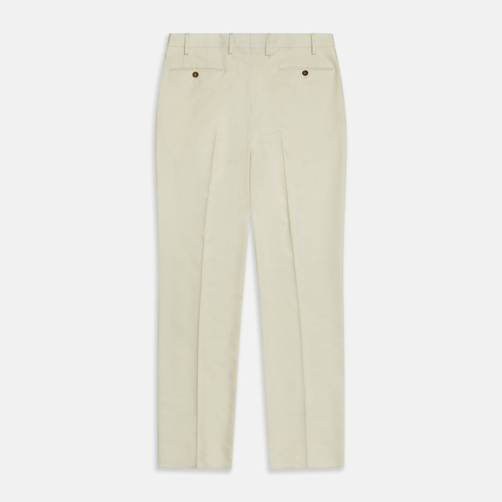 Cream Lightweight Wool Pleated Jasper Trouser