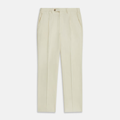 Cream Lightweight Wool Pleated Jasper Trouser