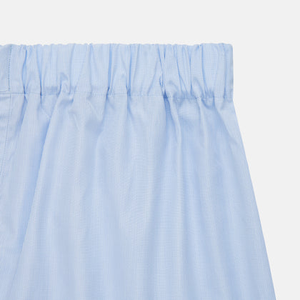 Mid Blue Micro-Check Cotton Boxer Shorts