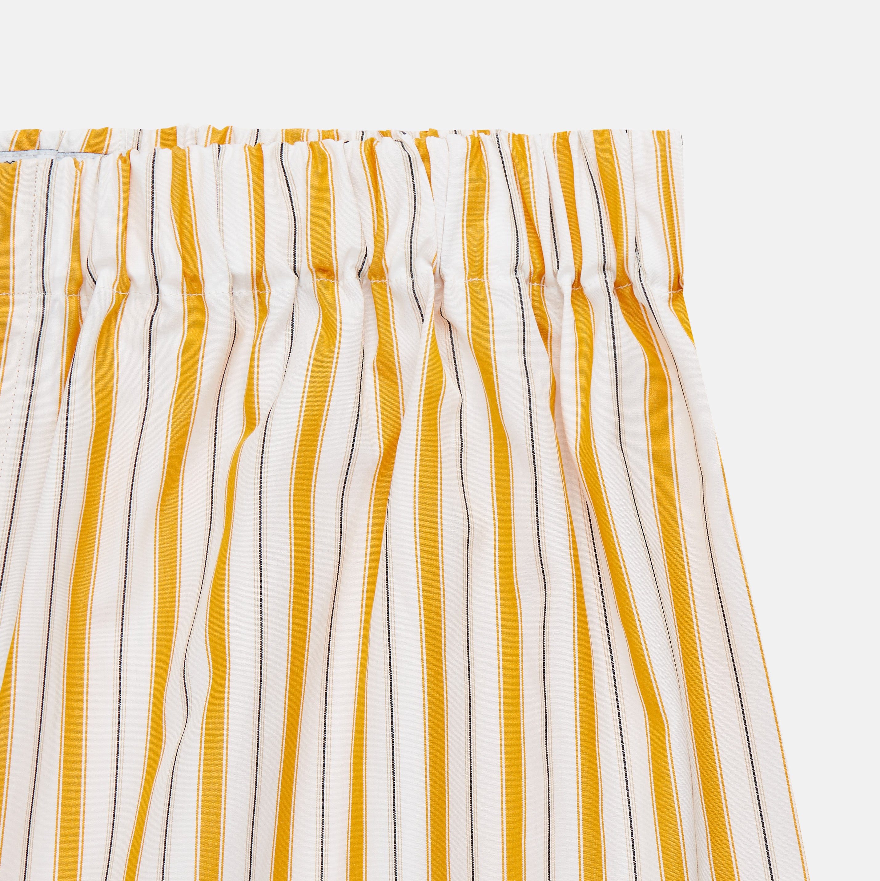 View 2 of product Turnbull & Asser Blue, Orange & Navy Stripe Cotton Boxer Shorts featuring an elastic waistband, displayed flat on a plain white background.