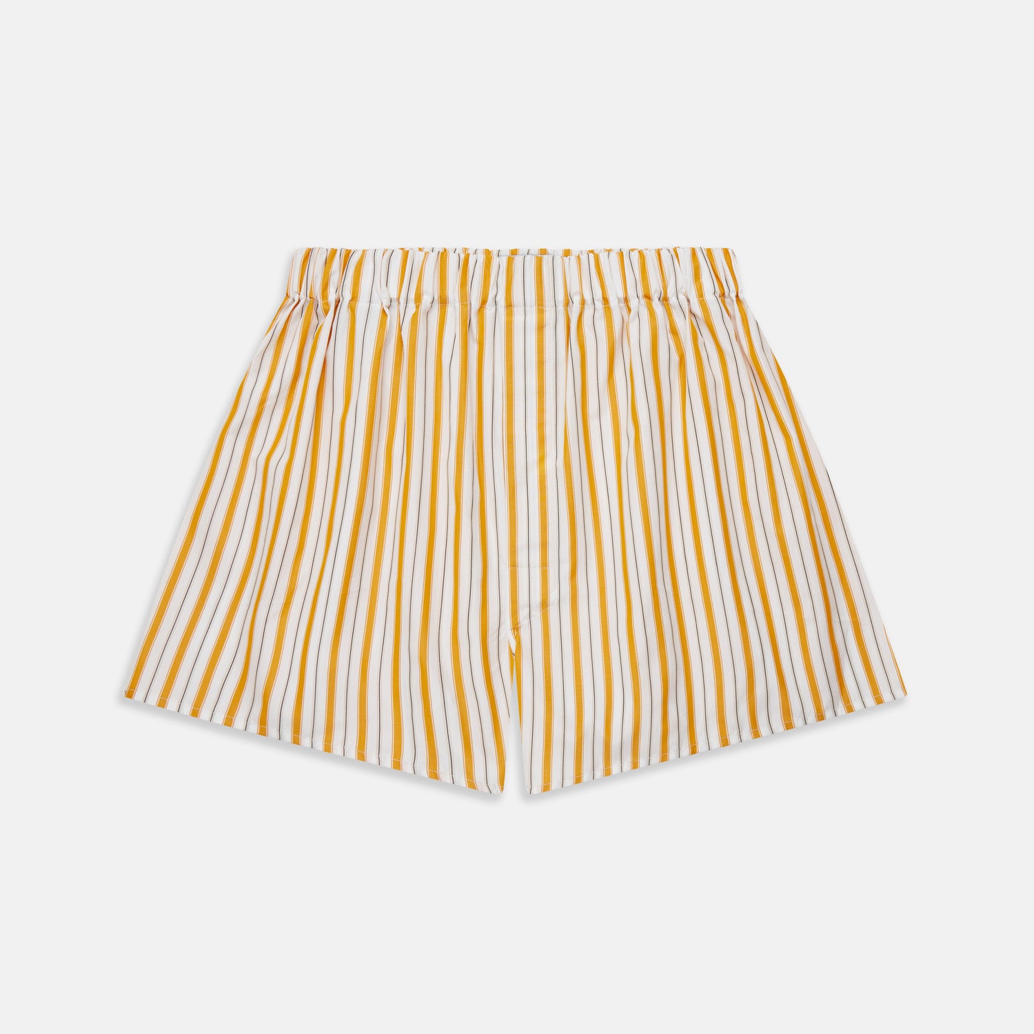 View 1 of product Turnbull & Asser Blue, Orange & Navy Stripe Cotton Boxer Shorts featuring an elastic waistband, displayed flat on a plain white background.