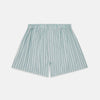 View 1 of product Green, navy & pink stripe cotton boxer shorts from Turnbull & Asser with an elastic waistband, displayed flat on a plain white background—ideal for those seeking luxury underwear with timeless style.