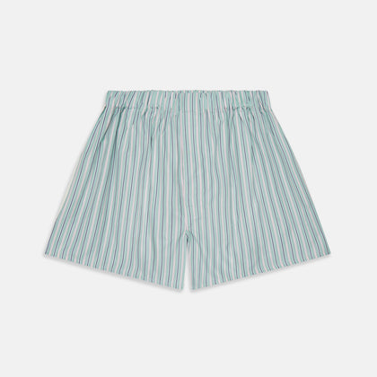 Green, Navy & Pink Stripe Cotton Boxer Shorts