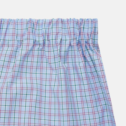 Blue, Purple & Green Check Cotton Boxer Shorts