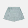 View 1 of product Green, navy & pink check cotton boxer shorts by Turnbull & Asser, featuring an elastic waistband, are luxury underwear displayed flat on a white background.