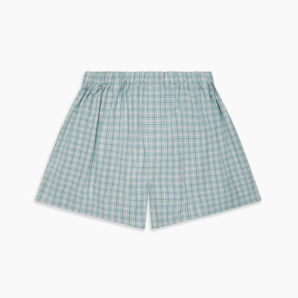 Green, Navy & Pink Check Cotton Boxer Shorts Image 2