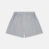 View 1 of product Turnbull & Asser Blue, Orange & Navy Check Cotton Boxer Shorts with an elastic waistband, displayed flat on a plain white background.