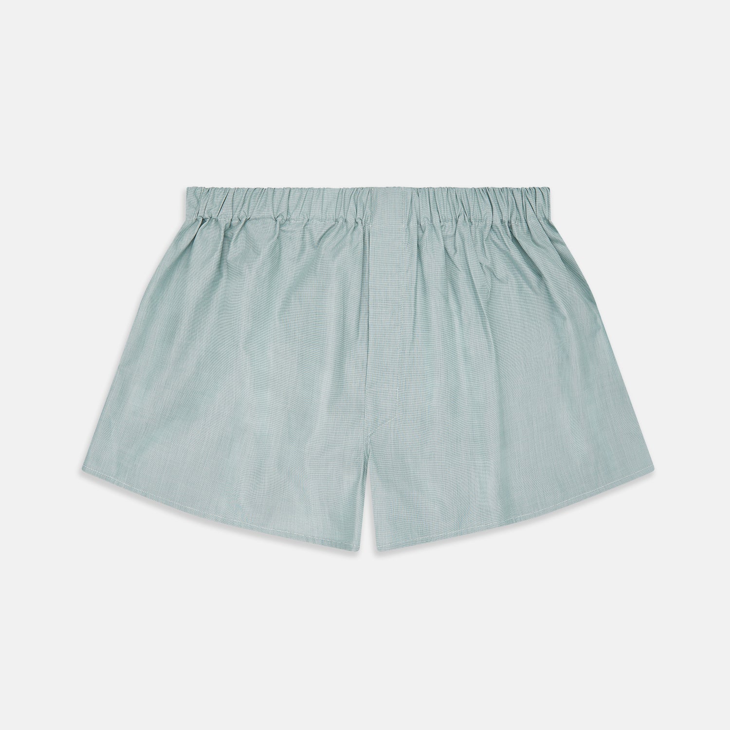 View 1 of product Plain green, loose-fitting men's boxer shorts by Turnbull & Asser, made from luxury cotton with an elastic waistband, displayed flat on a white background.