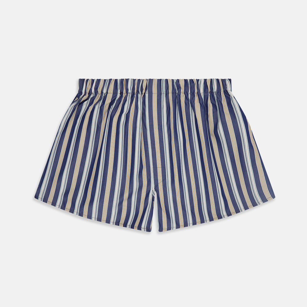 Blue Multi Stripe Cotton Boxer Shorts