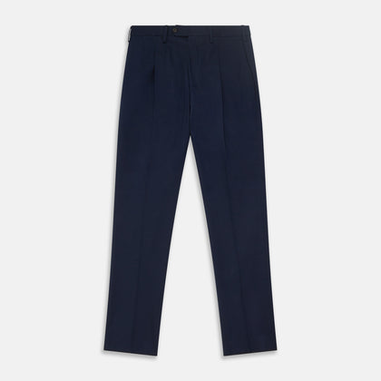 Navy Front Pleated Gerry Trouser