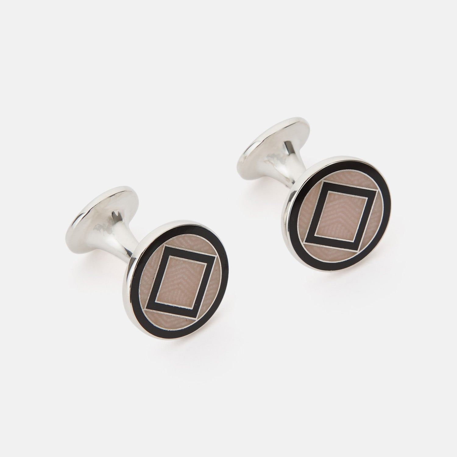 Pale Pink Sterling Silver Cufflinks