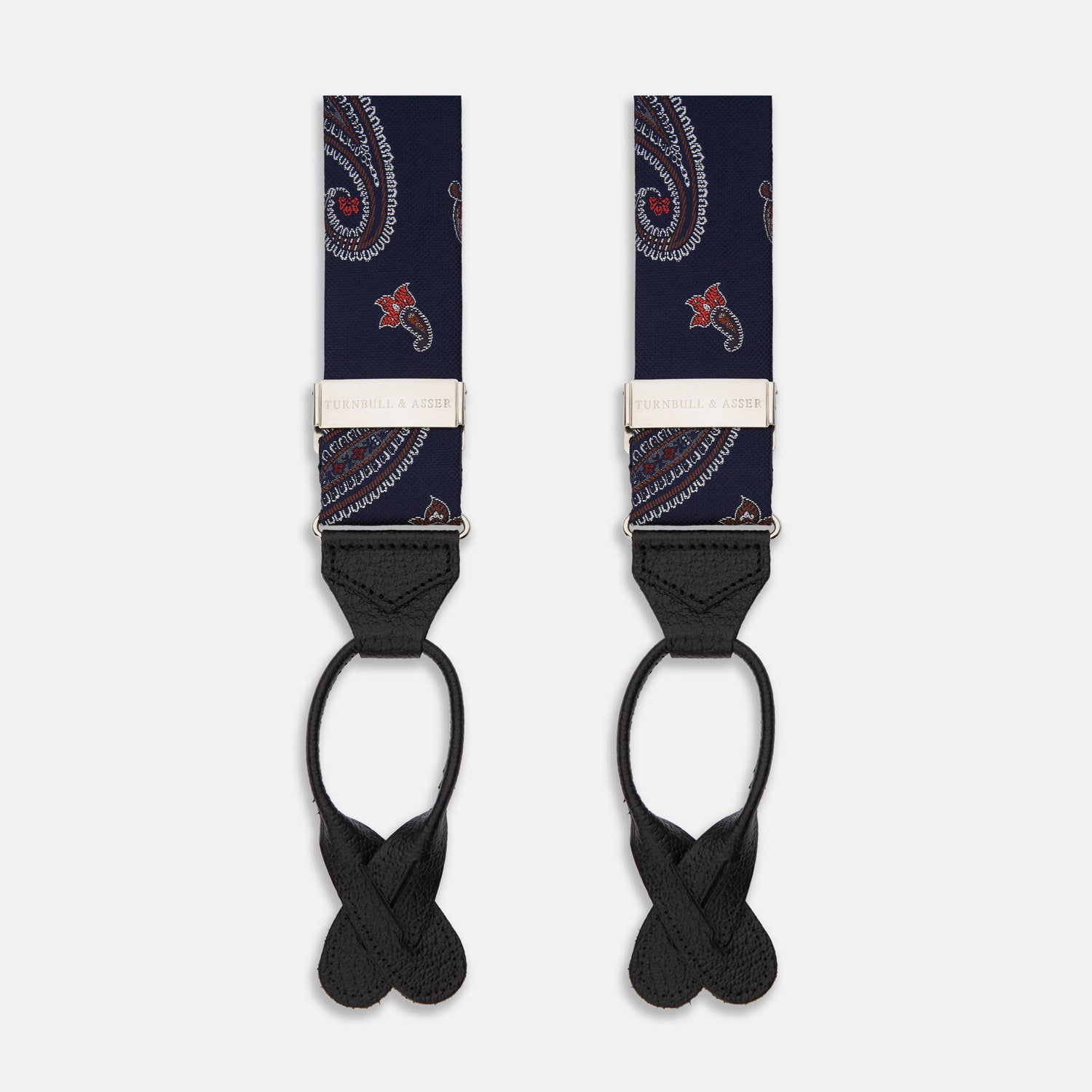 Image 1 of product Navy Paisley Adjustable Silk Braces