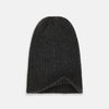 View 3 of product Turnbull & Asser's Charcoal Cashmere Ribbed Hat features a folded brim and soft cashmere construction, shown against a plain white background.