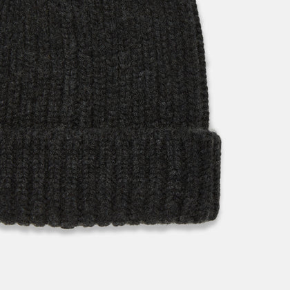 Charcoal Cashmere Ribbed Hat