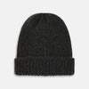 View 1 of product Turnbull & Asser's Charcoal Cashmere Ribbed Hat features a folded brim and soft cashmere construction, shown against a plain white background.