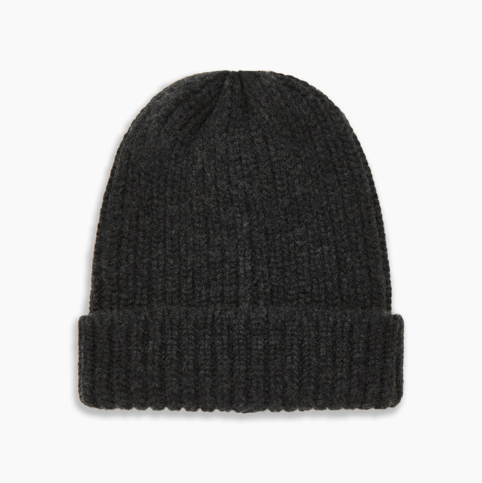 Charcoal Cashmere Ribbed Hat Image 3