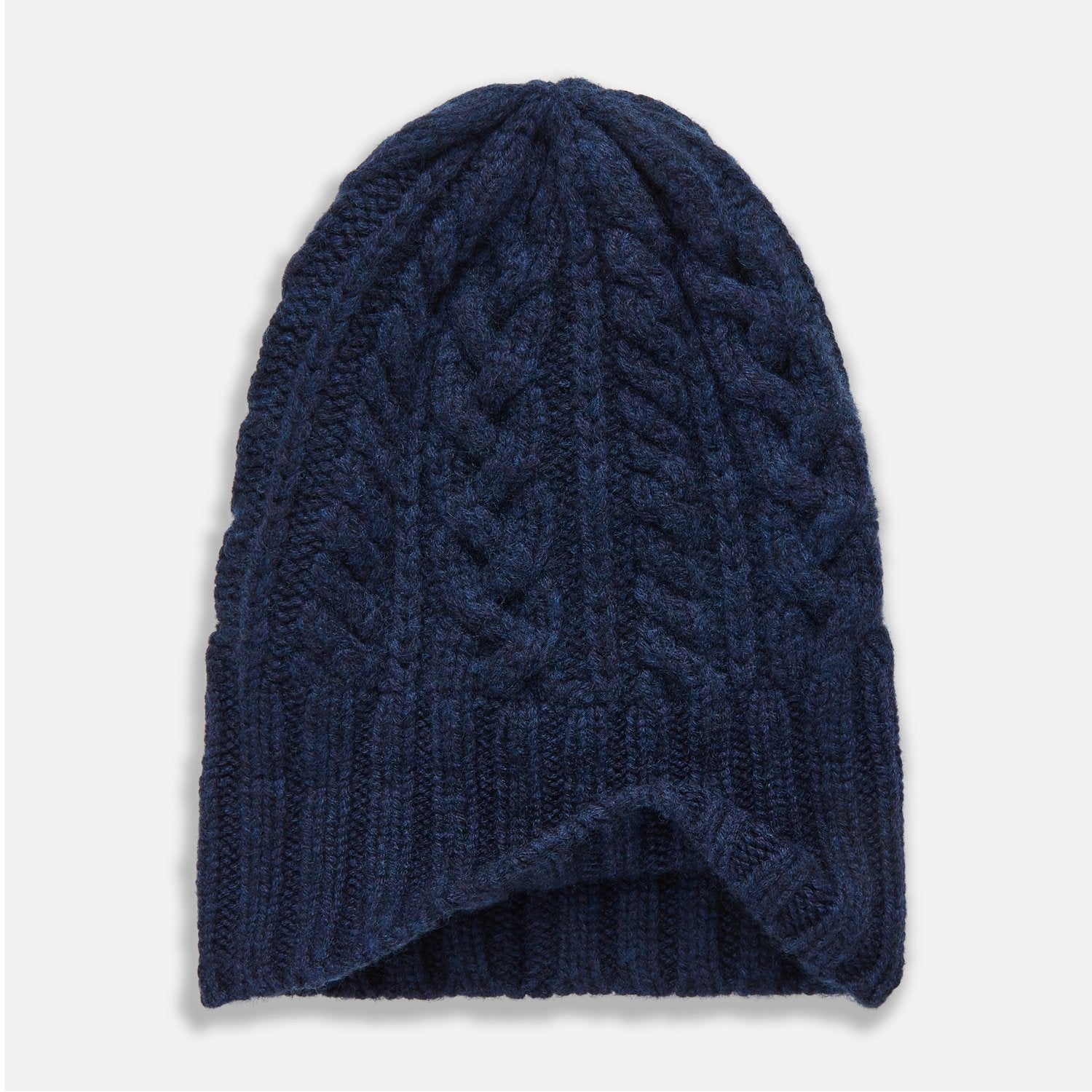 Navy Cashmere Cable Hat