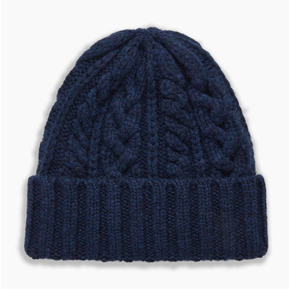 Navy Cashmere Cable Hat Image 3