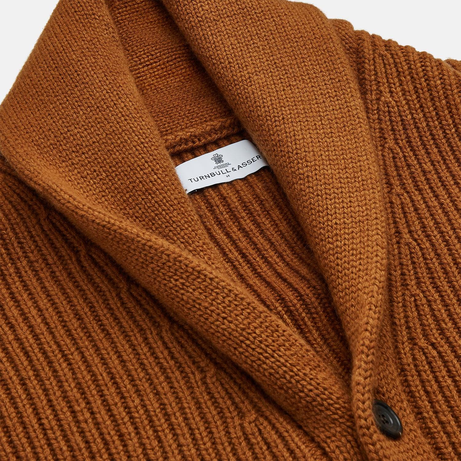 Brown Ainsley Ribbed Shawl Cashmere Cardigan
