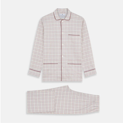 Red Multi Check Cotton-Cashmere Modern Pyjama Set