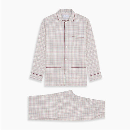 Red Multi Check Cotton-Cashmere Modern Pyjama Set Image 8