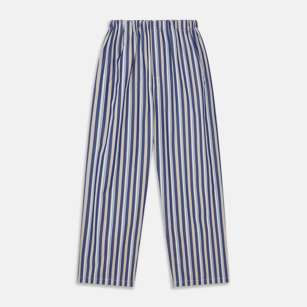 Blue Multi Stripe Cotton Modern Pyjama Set