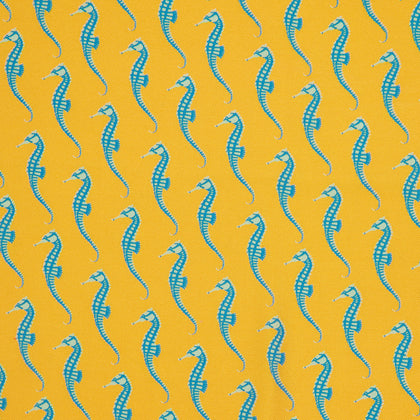 Yellow & Blue Seahorse Silk Pocket Square